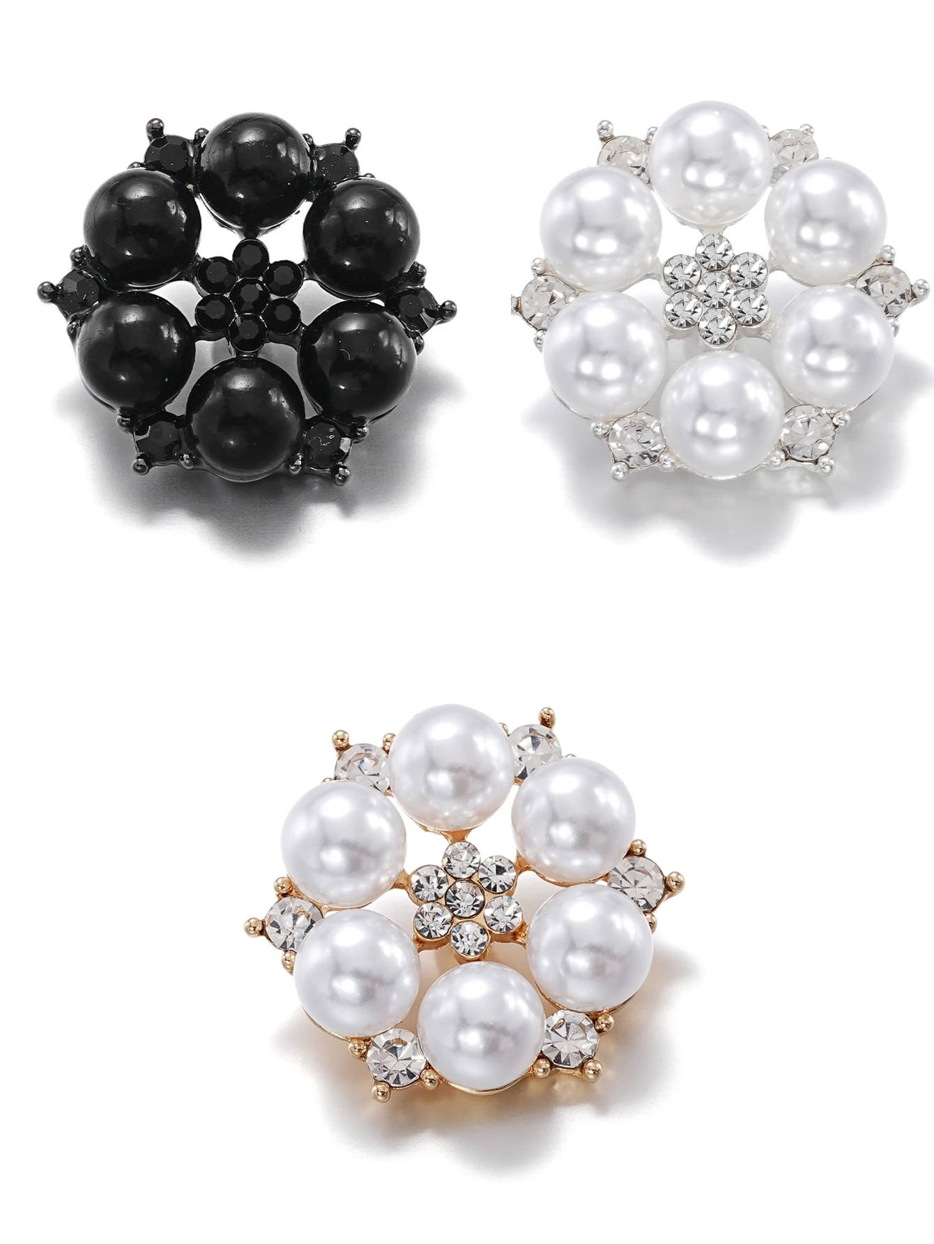 5Pcs/Pack High Quality Pearls Rhinestones Buttons 21-28mm Flower Shaped Decorative Accessories for DIY Crafts And Garments