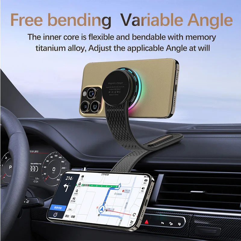MagSafe Car Mount Charger 15W Magnetic Wireless Car Charger Compatible with Air Vent/Dashboard Phone Holder Mount for iPhone
