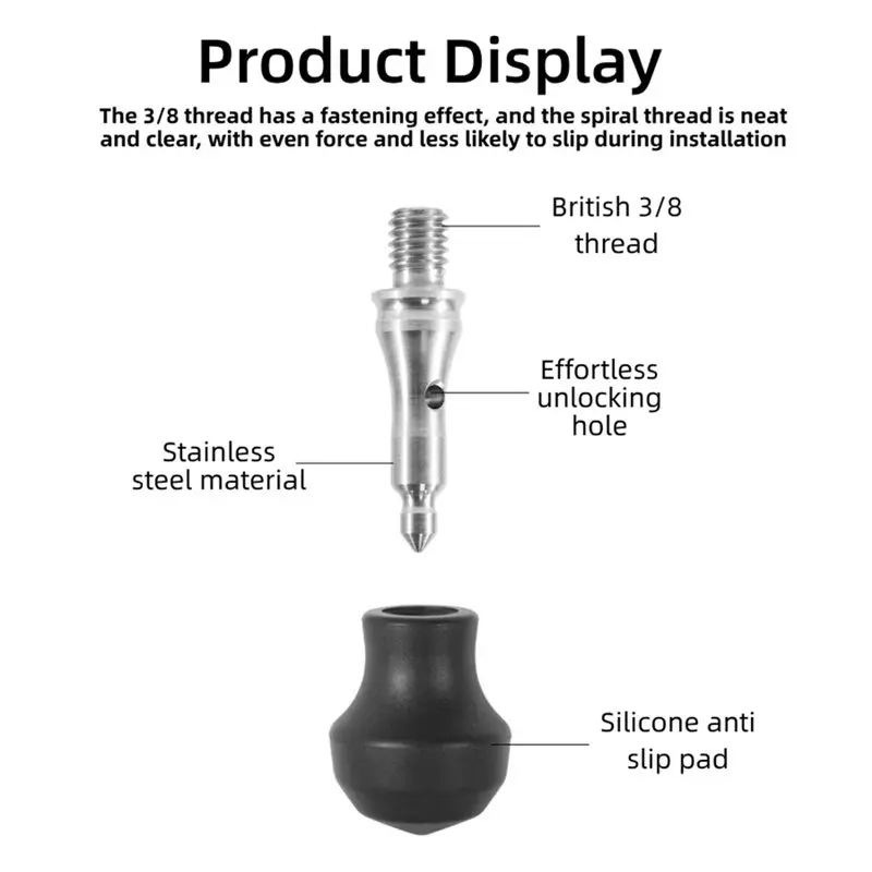 ABGI-Tripod القدم المسامير العالمي مجموعة 1/4 بوصة الموضوع الفولاذ المقاوم للصدأ 3 قطعة استبدال أجزاء ل ترايبود Monopod الساقين قدم #1