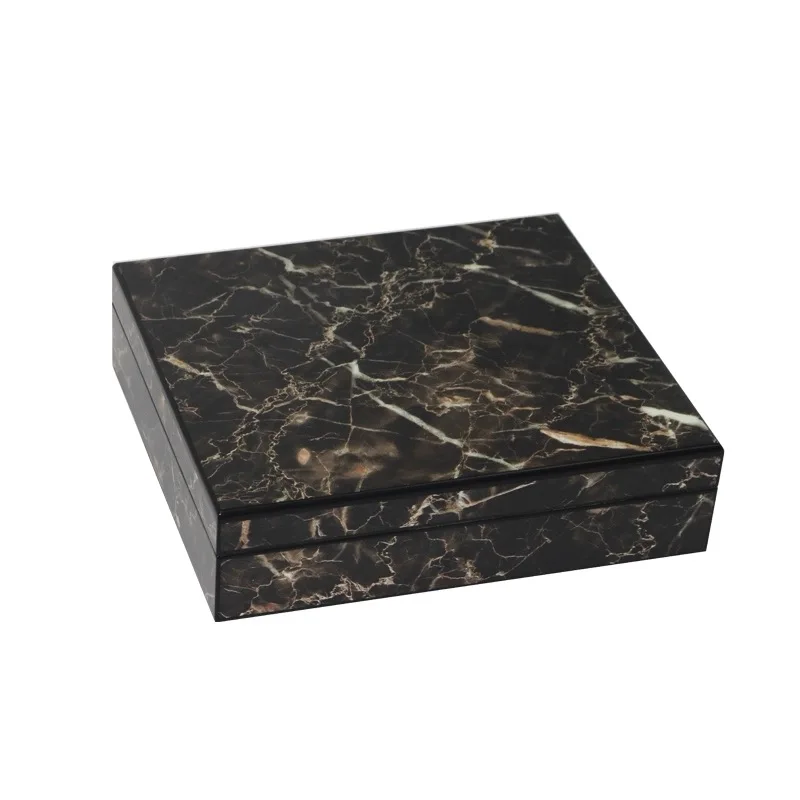 Vintage Marble Pattern Moisturizing Cigar Box With Cedar Wood Lining And Built-In Humidifier And Thermometer.