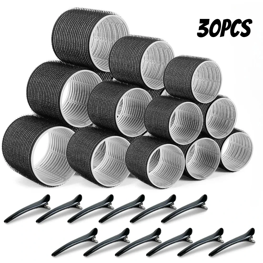 30 Stück/Set Heatless Hair Styling Kit Selbstgriff-Rollen mit 18 Lockenwicklern und 12 Clips für DIY-Haarstyling, einfach zu bedienen