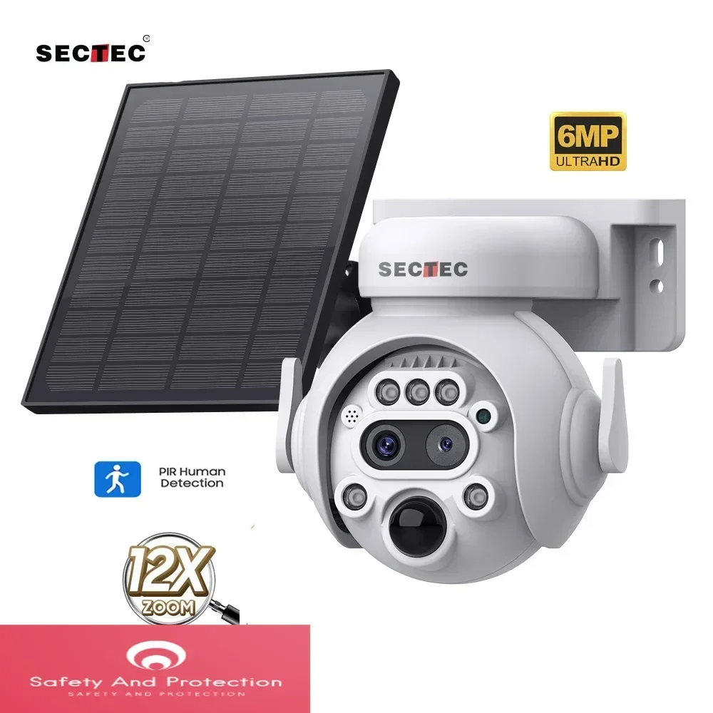 

Mini 4G 6MP Dual Lens With 12X Zoom Surveillance Outdoor Security Camera Alarm Linkage Dual Lens Camera CCTV 4G Solar PTZ
