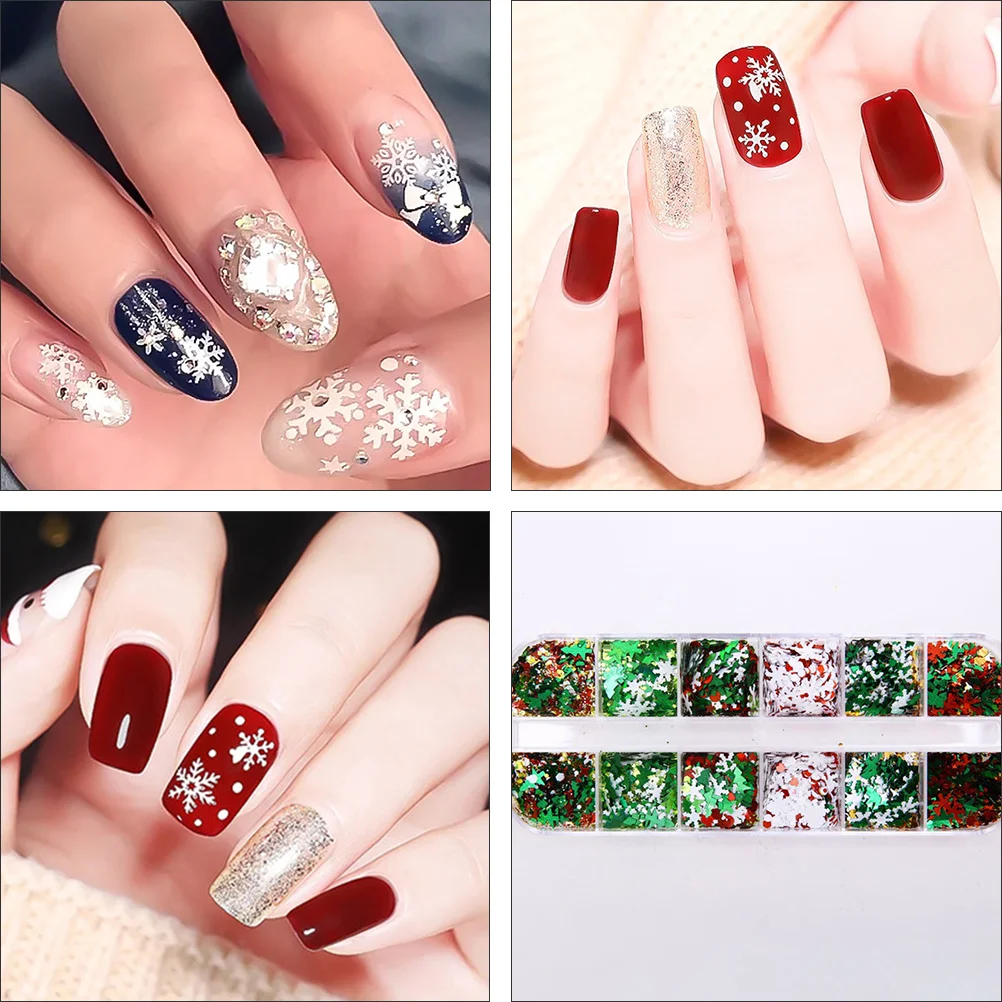 4 ボックス スノーフレーク ネイル ステッカー クリスマス ネイル アート デカール スパンコール デコレーション クリスマス マニキュア用品 クリスマス マニキュア スパンコール