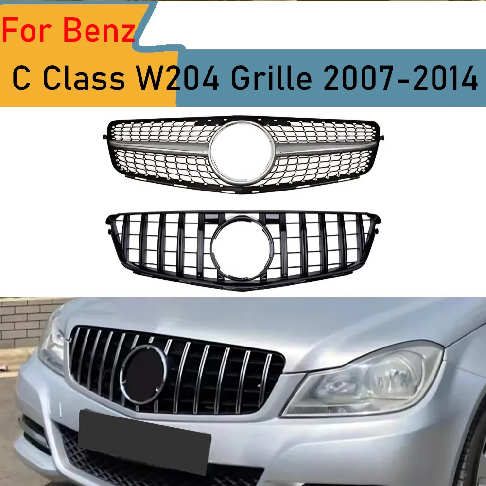 

Для Mercedes C-Class W204 C43 2007-2014 решетка переднего бампера сетка глянцевый черный ABS замена спортивное обновление тюнинговые аксессуары