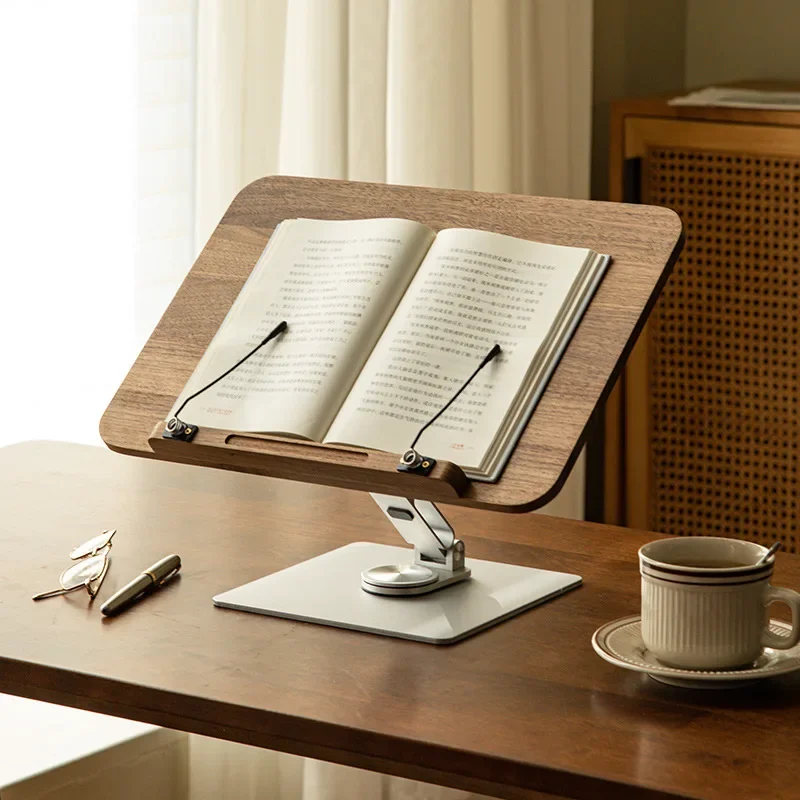 Nordic countries Solid wood bookholder Fixed morning reading stand Black walnut Lifting rotating reading stand Bookshelf