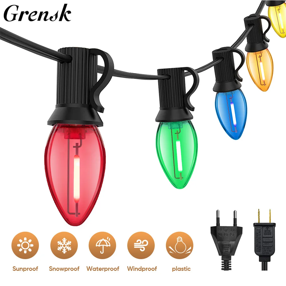 Luci colorate per esterni C7 Lampadine di ricambio infrangibili 1W E12 Base RGB Ghirlanda impermeabile per decorazioni da giardino per feste