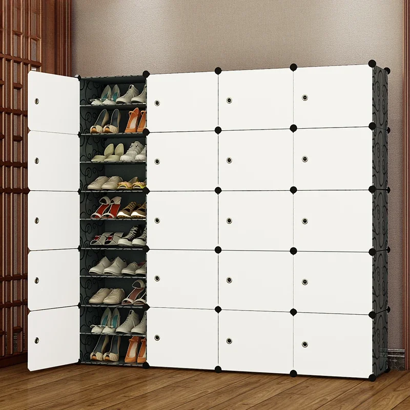 

Simple shoe cabinet for storing household economical multi-layer dust-proof and space-saving shelf at door.