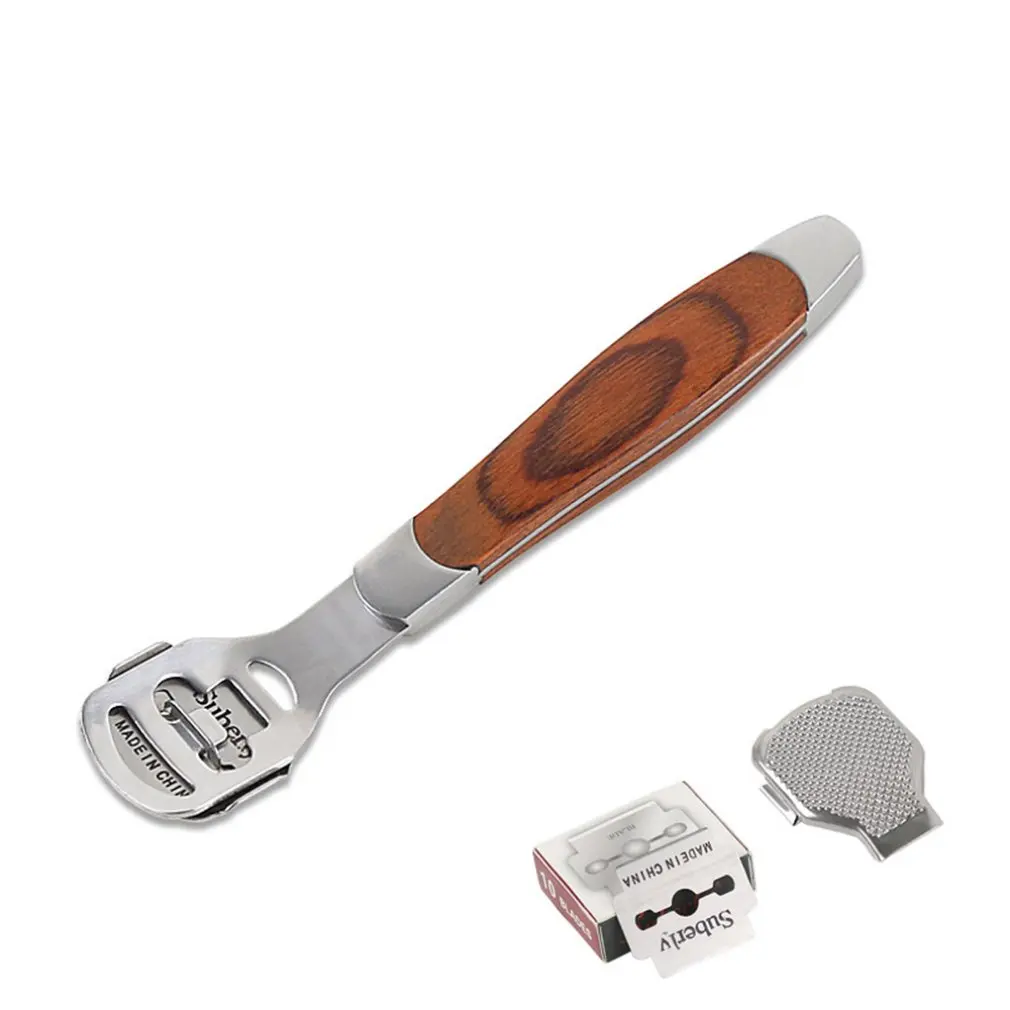 

Wood Handle Stainless Steel Pedicure Foot Dead Skin Remover Cutter Shaver Foot Knife Rub Foot Stone with Blade Foot Care Tool