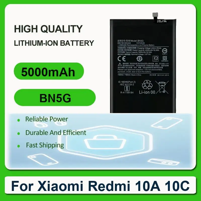 Battery For Xiaomi Redmi 10A 10C Note 13 5G 3 3S 3X 4X 12 5G/Poco X5 Turbo 3/POCO F6 Mi 13T Pro K60 U1tra Ultimate Edition 9T view 5