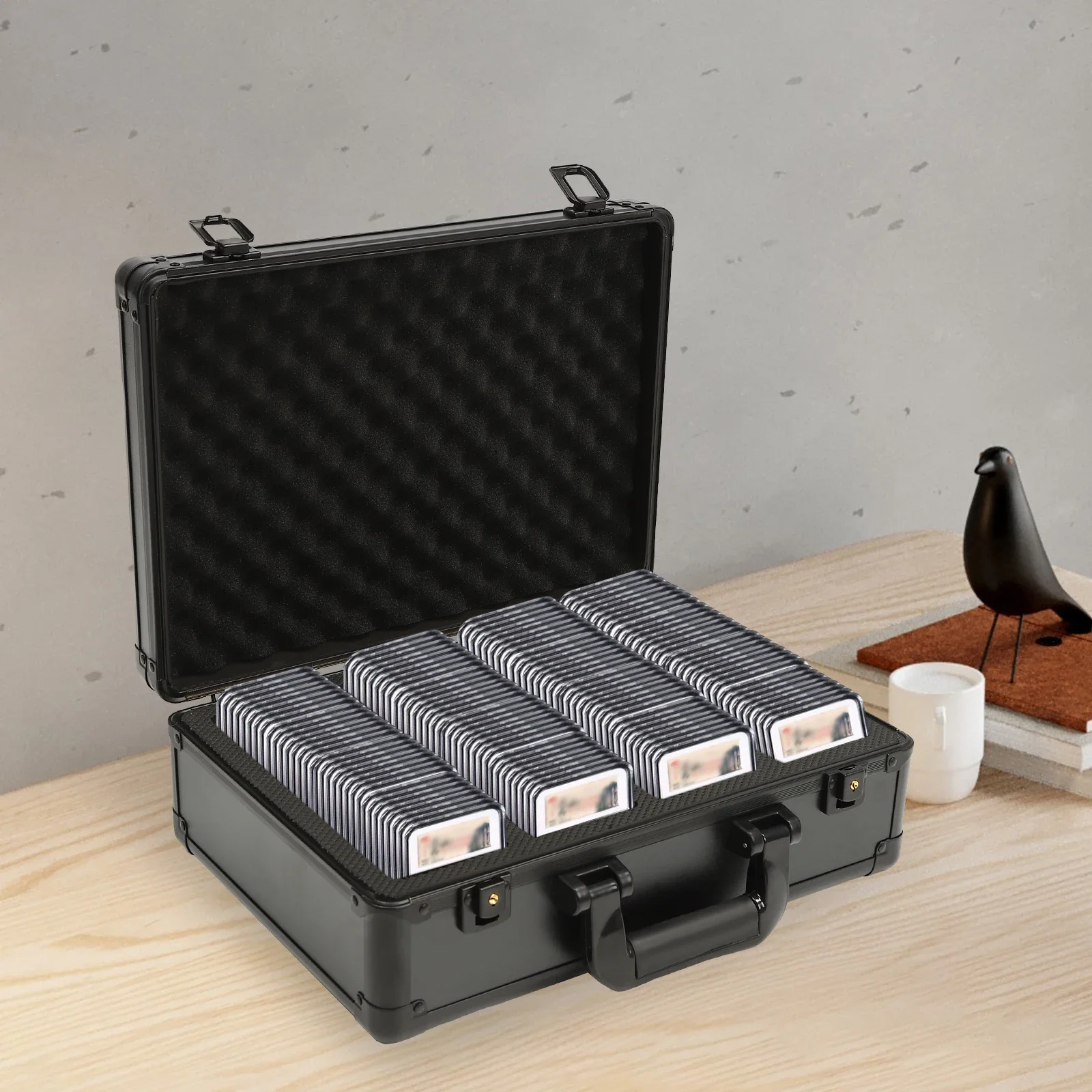 Secure Coin Slab Storage Case 4 Compartments Lockable Aluminum Alloy Box for Graded Coin Collection