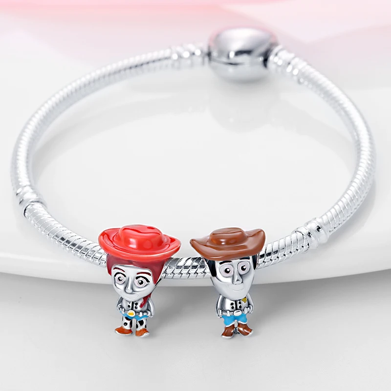 Disney Toy Story Woody Charm Beads Fits Pandora Original Bracelet For Women 925 Silver Pendant Bead Jewelry Hot Sale Gift