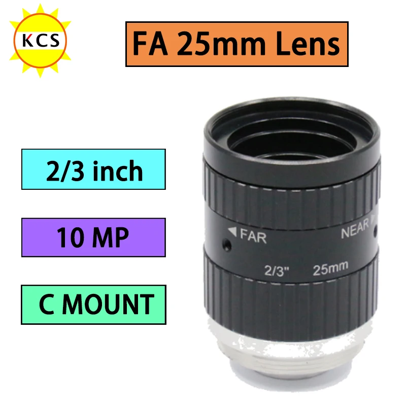Lente de Visión Artificial de 2/3 y 3/4 Pulgadas, 10MP 12MP, Lente Manual de 8mm 12mm 16mm 25mm 35mm 50mm, Distancia Focal Fija F2.0-F22, Montura C, Ligero