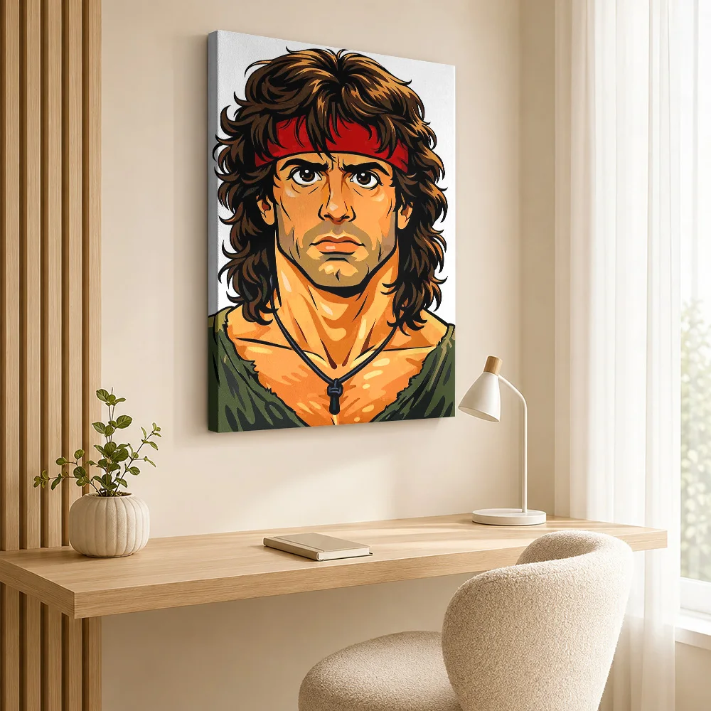 Rambo Character Portrait Canvas Poster Personalized Photo Gaming Anime Canvas Wall Art for Game Room Decor Gift for Collectors