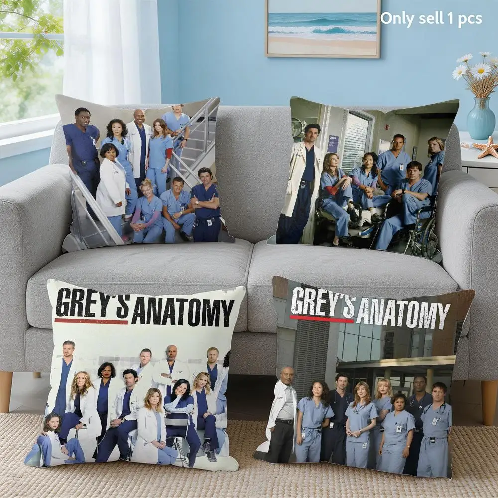 G-Greys Anatomy TV SERIES Cushion Cover Soft Short Plush Throw Pillow Cover Hidden Zipper Cutecore Sofa Bedroom Home Decor