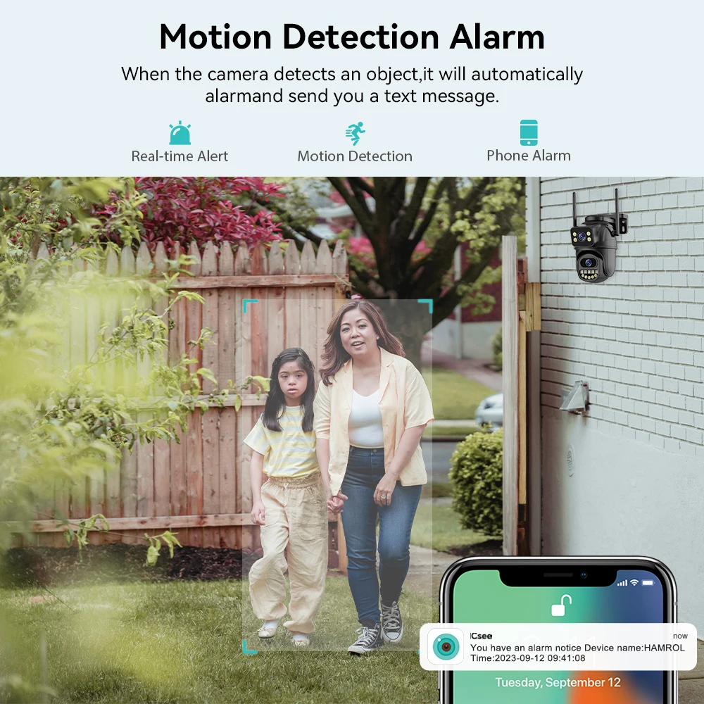 4K 8MP WIFI PTZ IP Camera Dual Lens With Dual Screen Ai Human Auto Tracking Color Nightvision ICsee Outdoor Surveillance Camera