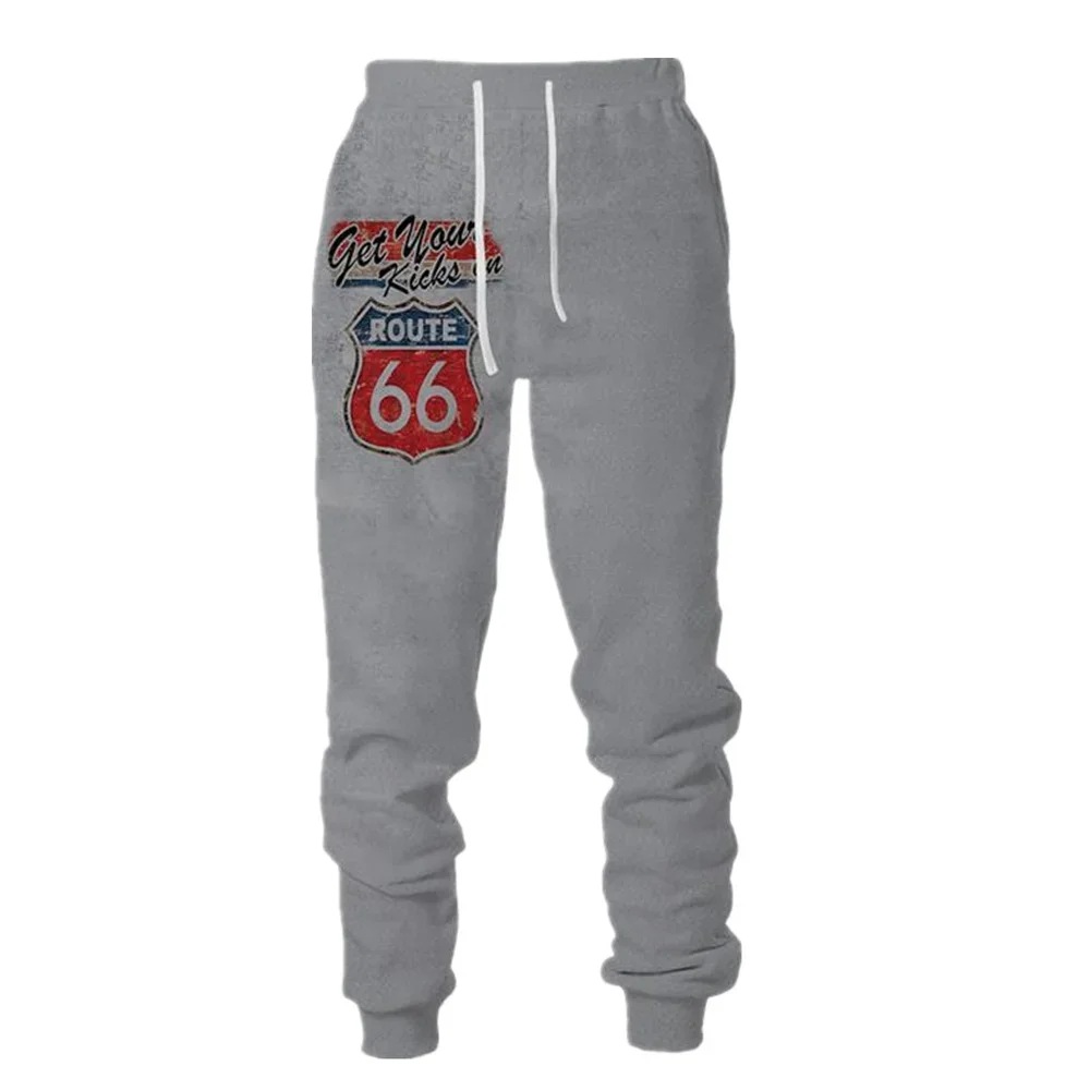 Pantaloni moda primavera e autunno Route 66 pantaloni sportivi da uomo stampati in 3D pantaloni da Jogging sportivi Unisex Harajuku Street Leisure