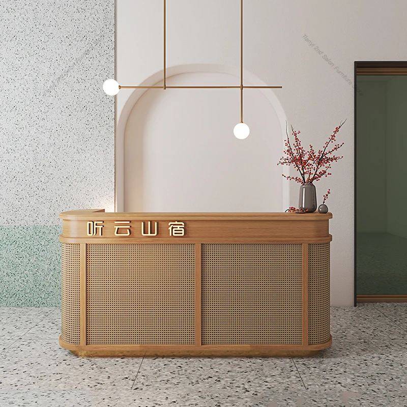 

Japanese Wabi-sabi Reception Desk Nordic Solid Wood Dining Room Vestibule Shop Counter Beauty Salon Furniture Giriş Masası FYRD