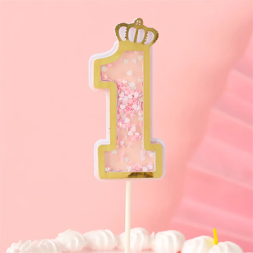 New Sequins Digital Candle Birthday Number Cake Candle 0 1 2 3 4 5 6 7 8 9 Cake Topper Girls Boys Baby Party Supplies Decoration