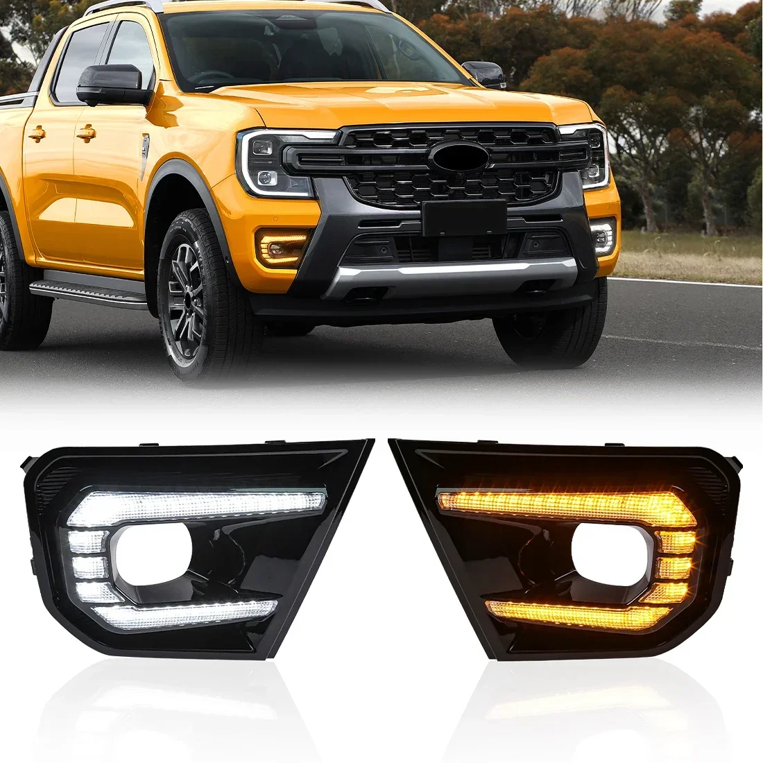 

LED DRL Daytime Running Lights For Ford Ranger 2022 2023 Wildtrak XLT Sport Platinum Car Front Bumper Driving Daylights Auto 12V