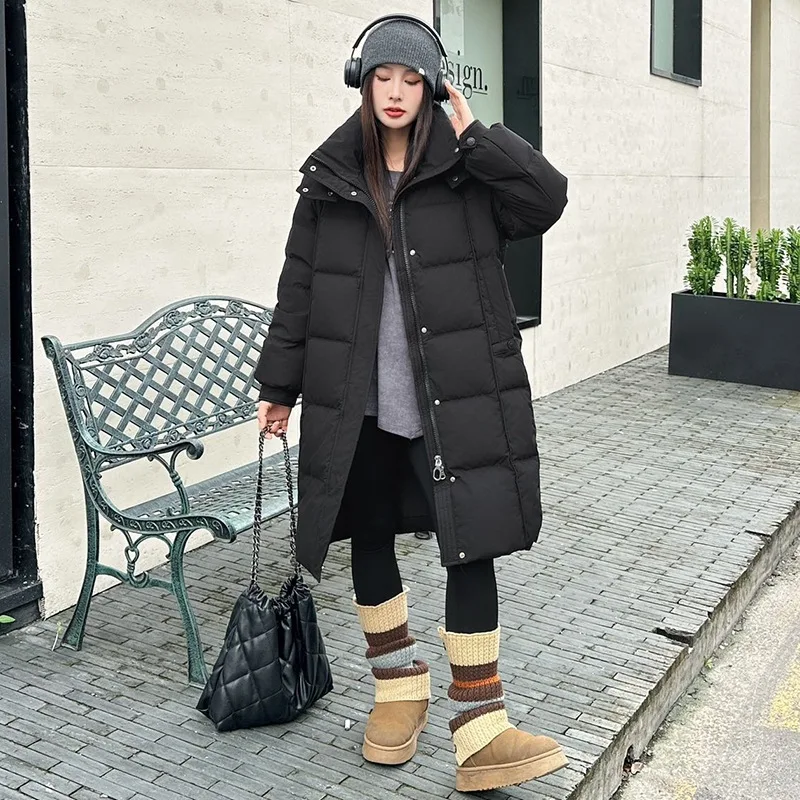 

2025 Winter Women's Down Jacket Windproof Hooded Commuting Goose Down Jacket