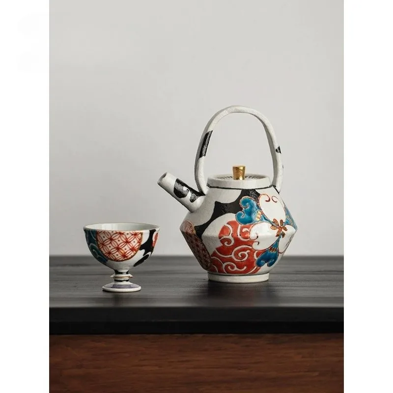 Handmade tea set Japanese style, ceramic court style, teapot tall teacup