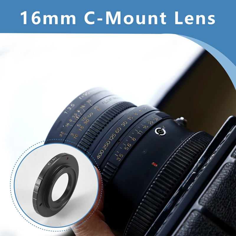 Black 16Mm C-Mount Cine Movie Lens For Nikon 1 Mount J1 V1 J2 V2 J3 V3 J4 Camera Lens Adapter Ring C-N1 C-Nikon 1