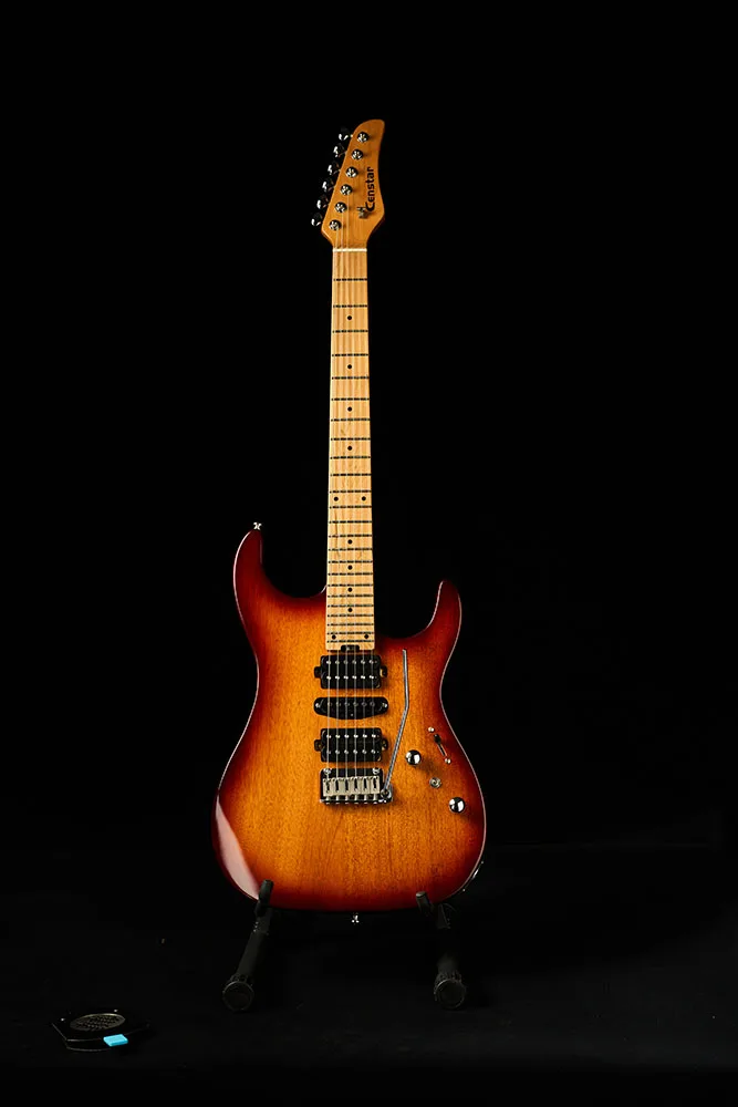 Censtar 24 Frets Electric Guitars with Roasted Mahogany Body and Maple Neck,Bone Nut,Coil Split Humbuckers Pickups