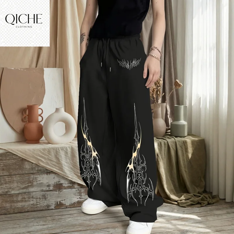 QICHE Men Loose Straight Casual Long Pants Summer Versatile Daily Wear Trousers