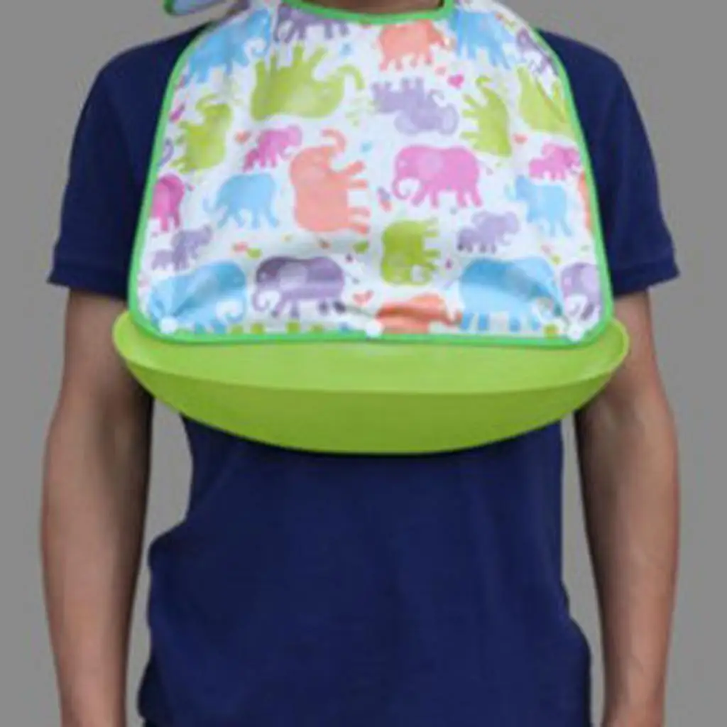 Adjustable Eating Aid Bib Waterproof Adult Bib Protector Anti Oil Stain for Senior Mealtime Safety