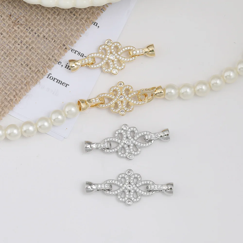 

Jewelry Making Connection Buckle Accessories Copper Gold-plated Micro-set Zircon DIY Pearl Necklace Bracelet Material Wholesale