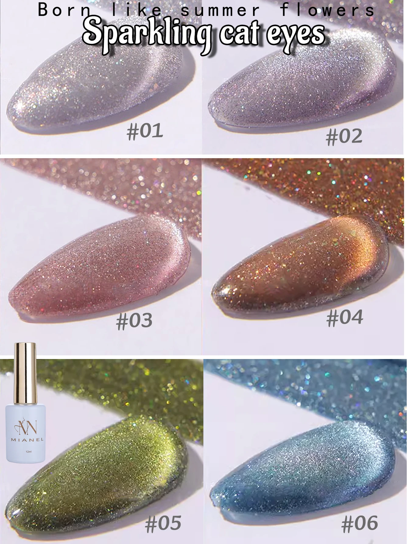 MN 12ML Top Selling Color Crystal Stone Small Light Bulb Explosive Glitter Cat Eye Gel Nail Polish At Home,Gifts For Woman