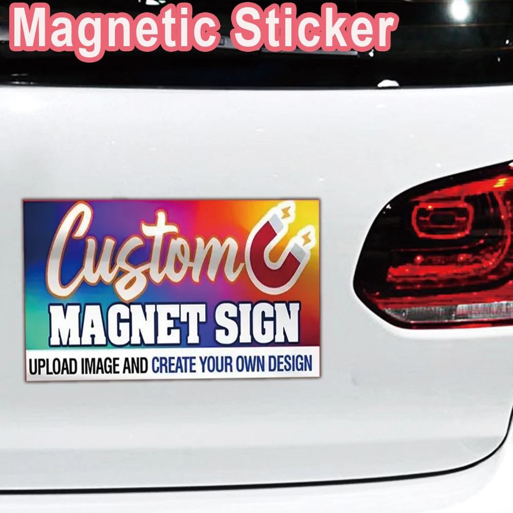 1pc Custom Photo Magnetic Car Wrap For Door Decor Customized Picture Creative Auto Decorative Decals Car Door Handle Car Body