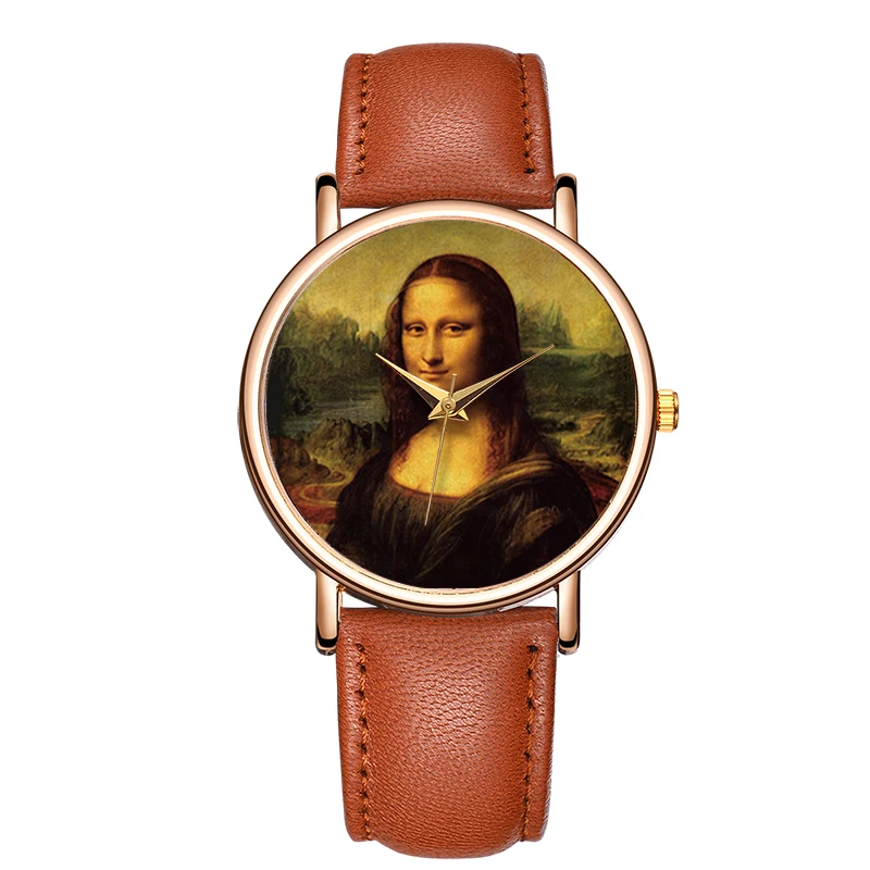 Fashion Ladies Quartz Watch Casual Quartz Watch Draw Painting Elegant Waterproof Wristwatch Real Leather Zegarek Damsk