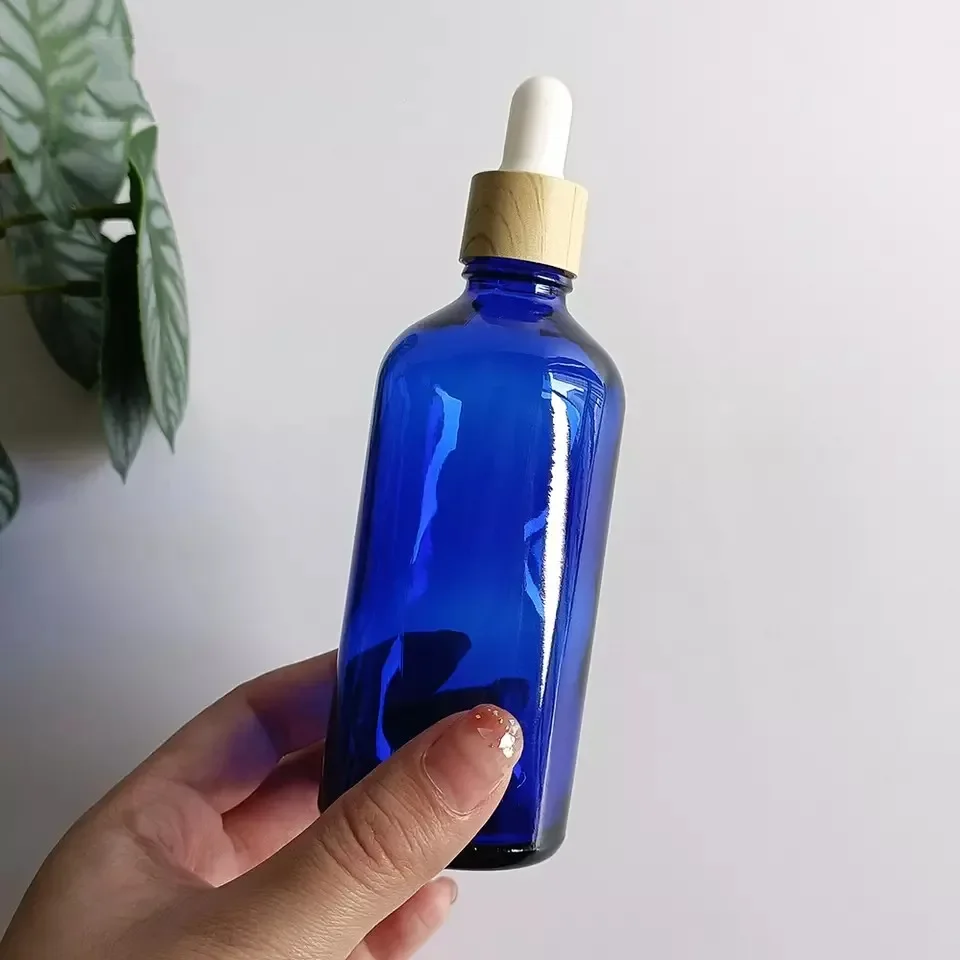 Blue Glass Essential Oil Dropper Bottle Free Sample Factory Supply Empty Glass Blue Bottle for Essential Oil Gold Dropper Bottle