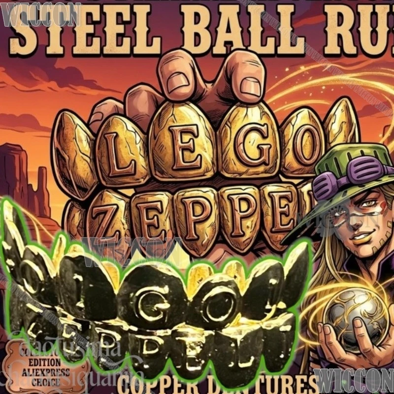 

Anime Jooooo Sbr Cosplay Zeppeling Handsome Punk Cool Fake Big Gold Braces Cartoon Birthday Gift Halloween Comic Con Festival