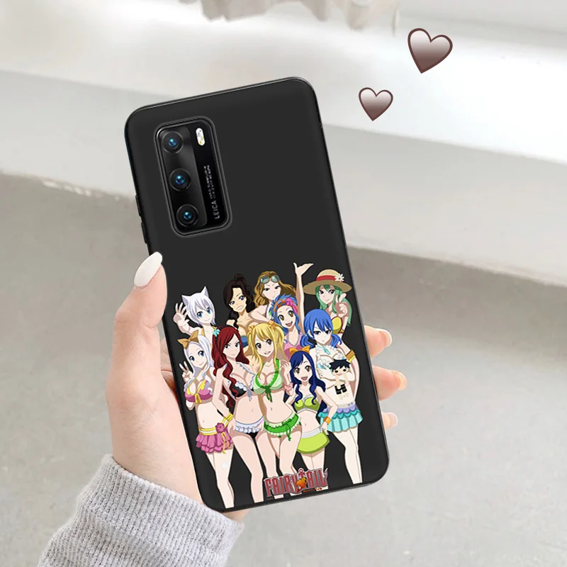 Ultra Thin Soft Case For Huawei P40 P30 Lite P20 Pro P Smart Moto G200 G30 G31 One Fusion Fairy Tail Black Color Back Cover