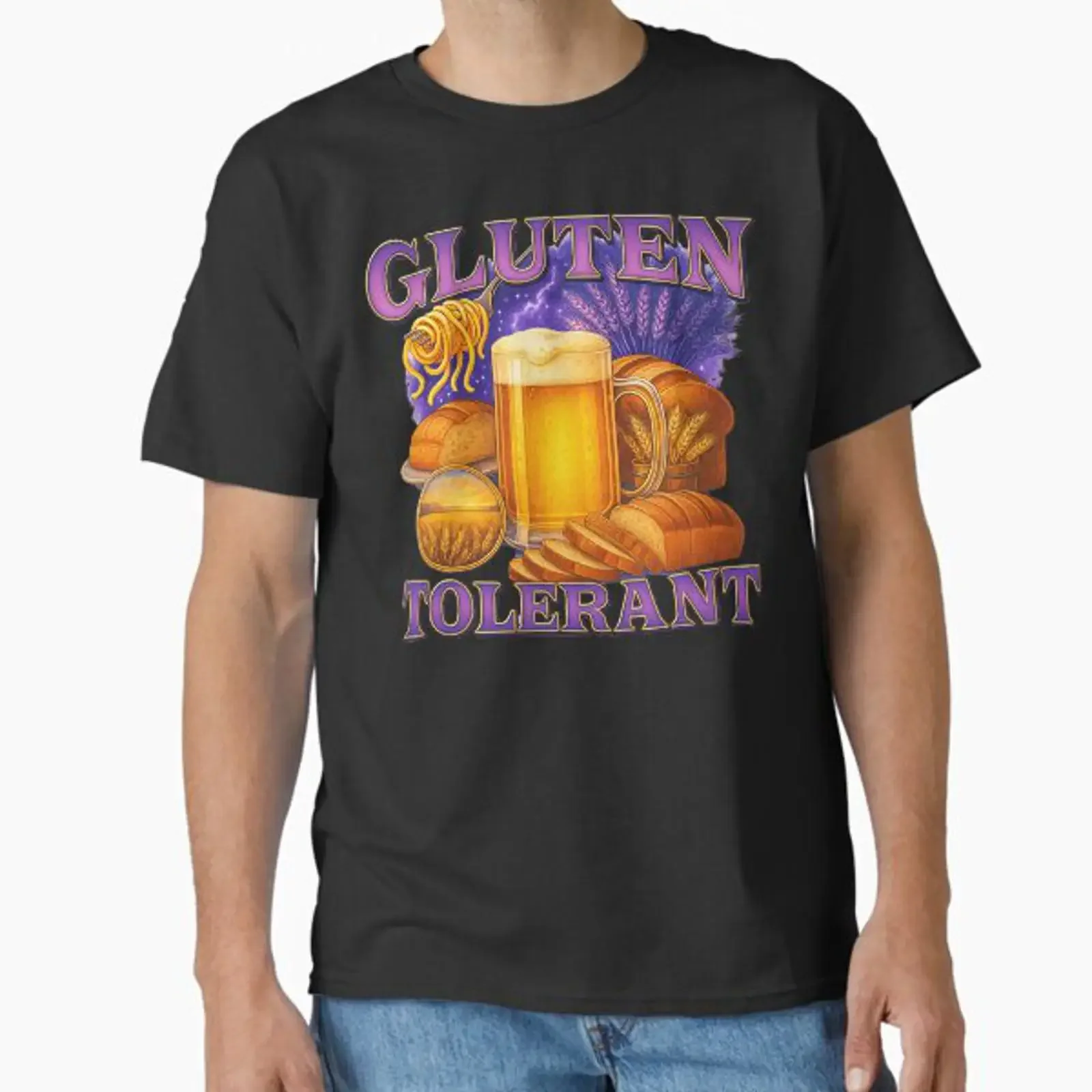 Gluten Tolerant Classic T Shirt vintage Washed designer clothes graphic Stretched Top For Everyday Wear Stylish homme fashion