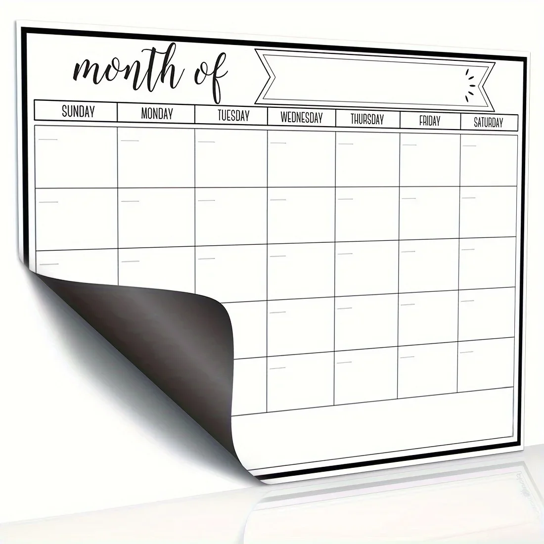 Magnetic Monthly Calendar Whiteboard, Reusable Fridge Planner Board for Home, Office, Family Scheduling & Organization