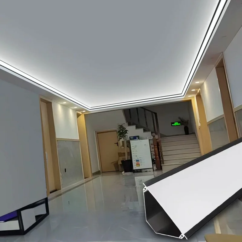 

1M 45 Degree Luminous V Shape Ceiling Top Corner Lamp Led Aluminum Profile Channel Pc Diffuser Wall Plaster Line Strip Light