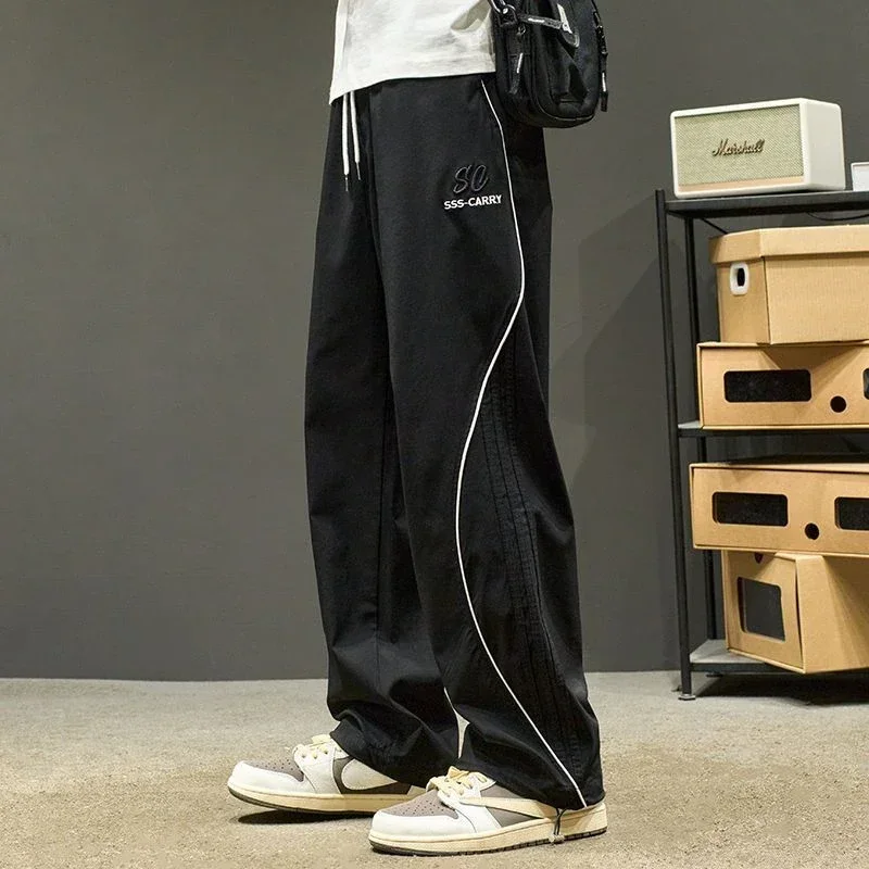 

Брюки-карго мужские для треккинга, широкие черные прямые штаны, свободные нейлоновые Длинные Роскошные модные, самые дешевые, в стиле Харадзюку, на осень