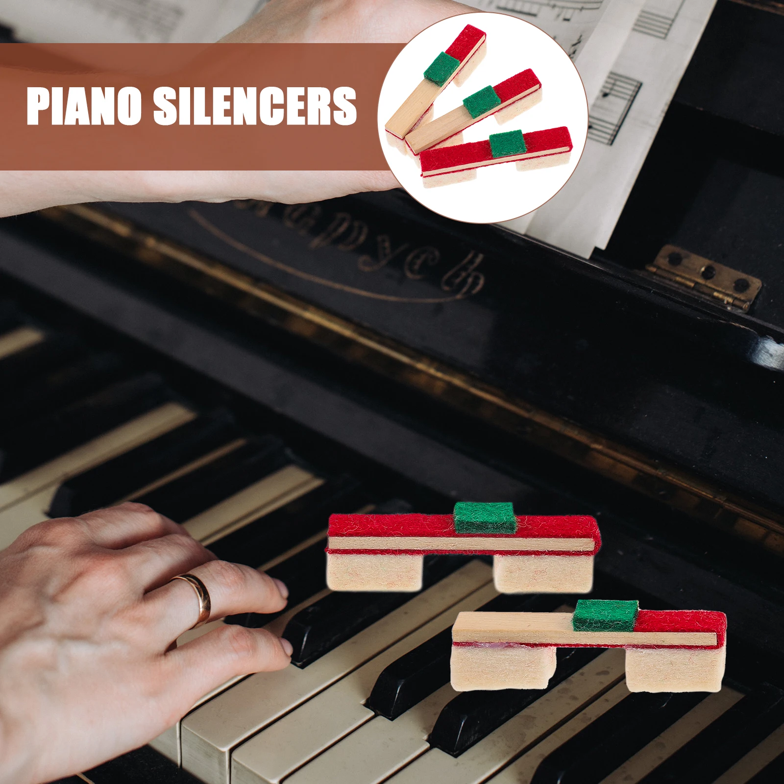 

3 Pcs Accessories Metronome Piano Colored Wood Professional Silencers