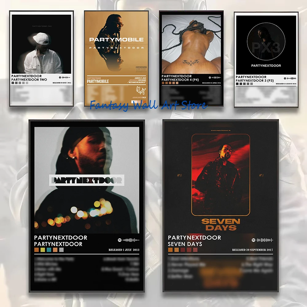 PartyNextDoor Poster Modern R&B Music Albums Wall Decor Party Next Door Album P4 Seven Days Bar Home Wall Pictures Canvas Prints