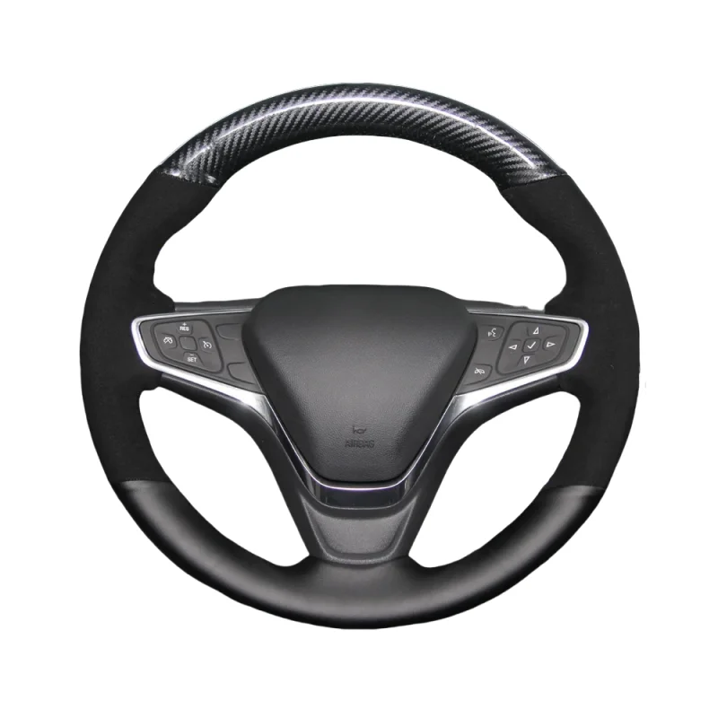 Genuine Leather Suede The Carbon Fiber Car Steering Wheel Cover For Chevrolet Malibu Equinox 2018-2021 Opel Ampera-e 2016-2020