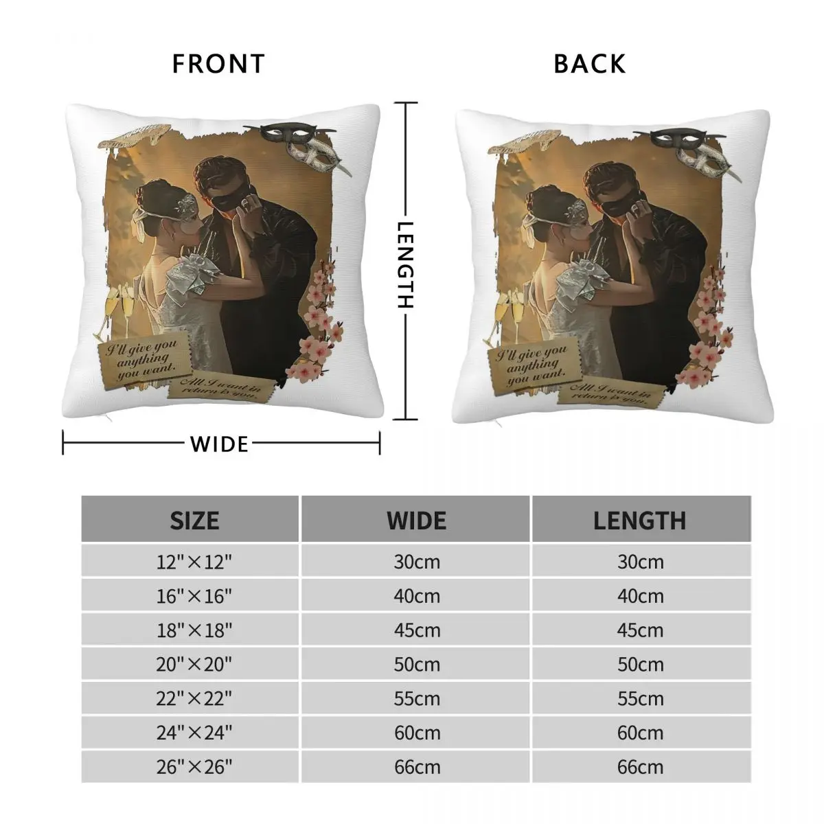 Give You Anything You Want Benedict & Sophie Pillowcase Polyester Linen Velvet Creative Zip Decorative Room Cushion Cover 45x45