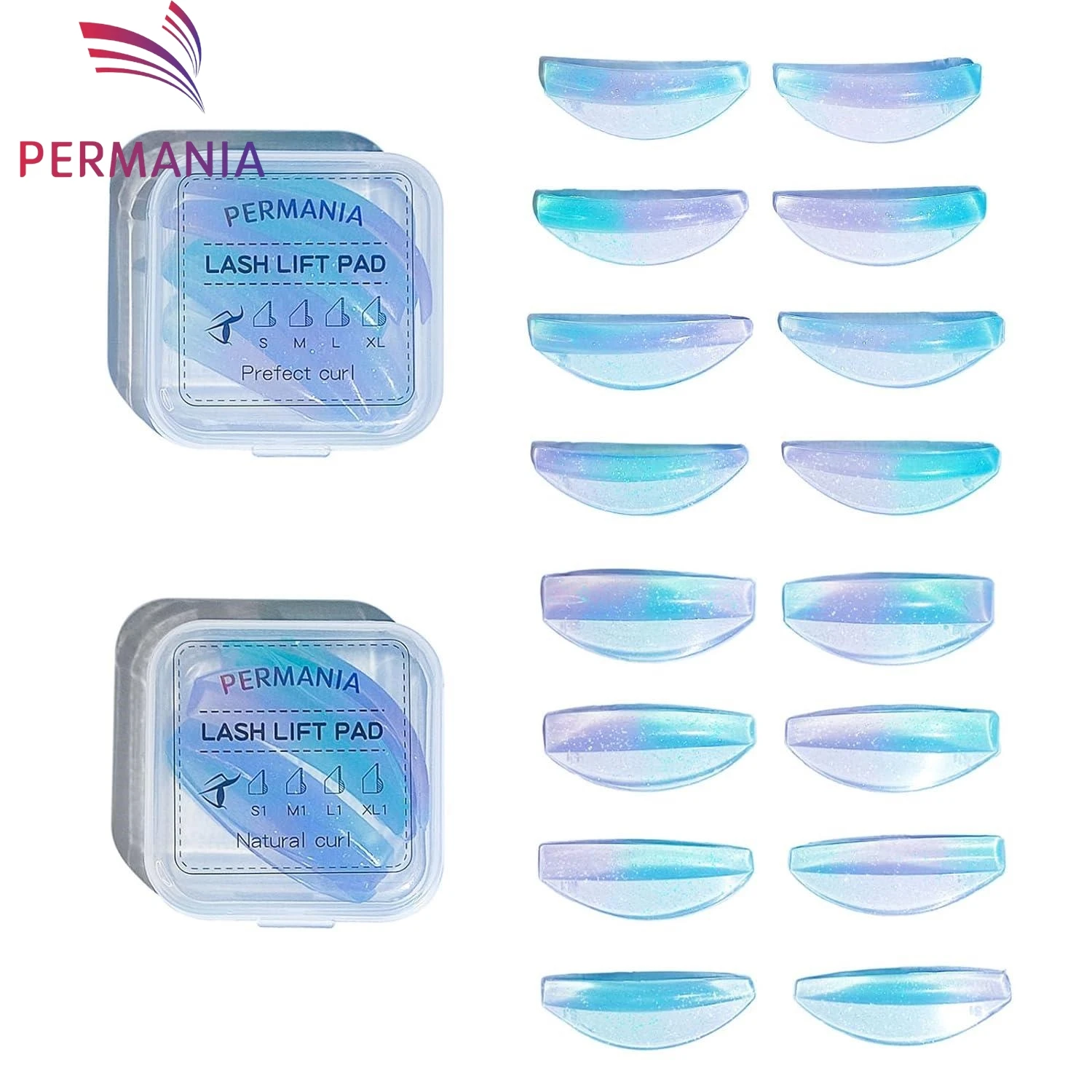 PERMANIA 8 pares C & LCurl almohadillas de silicona para permanente de pestañas palo de pestañas pegajosas escudo levantamiento 3D rizador de pestañas accesorios herramienta de maquillaje