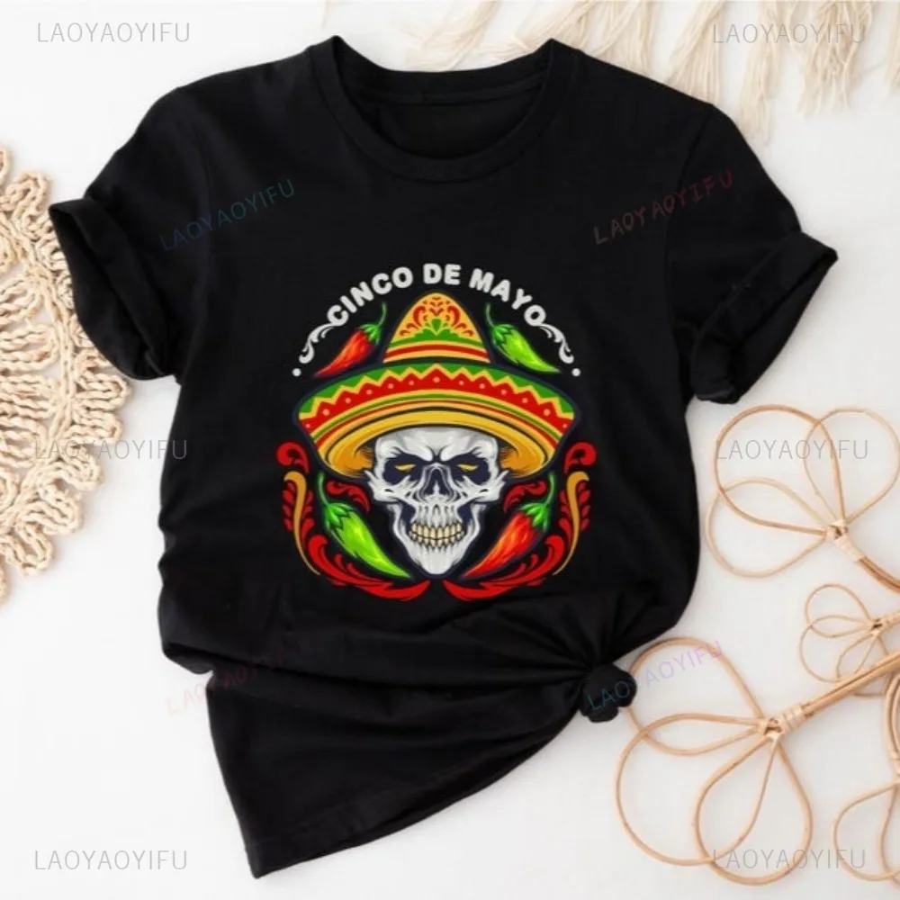 HOT SALE Mexican Fiesta Party Cinco De Mayo Skull TShirt Traditional Culture Day of The Dead Sugar Skull Graphic Printed T Shirt