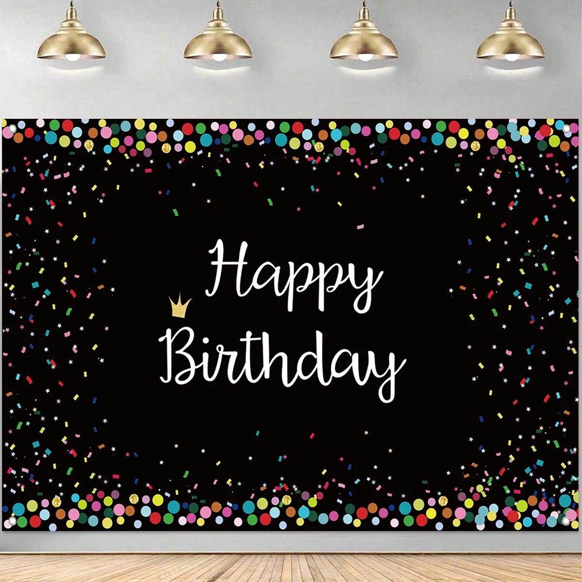 Happy Birthday Backdrop Birthday Party Decor Black White Colorful Background Adults Birthday Party Supplies Aniverary Decors