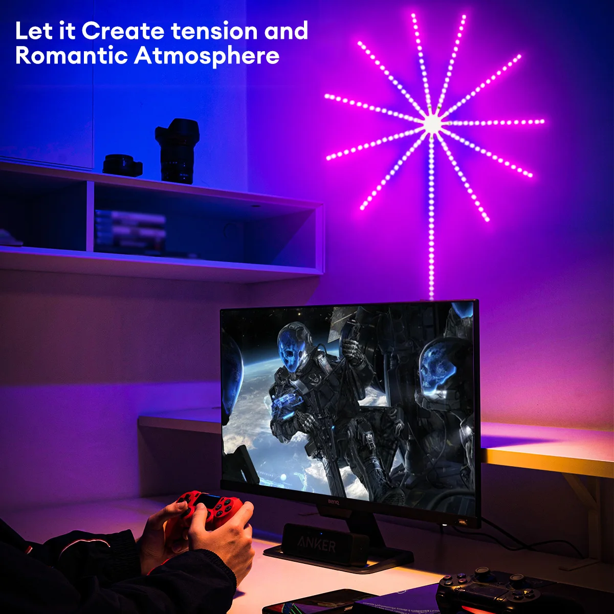 Smart LED Light Strip DIY Firework Remote Bluetooth Festoon Lamp Home Indoor Bedroom Party Bar Decor Fairy 2023 Christmas Lights