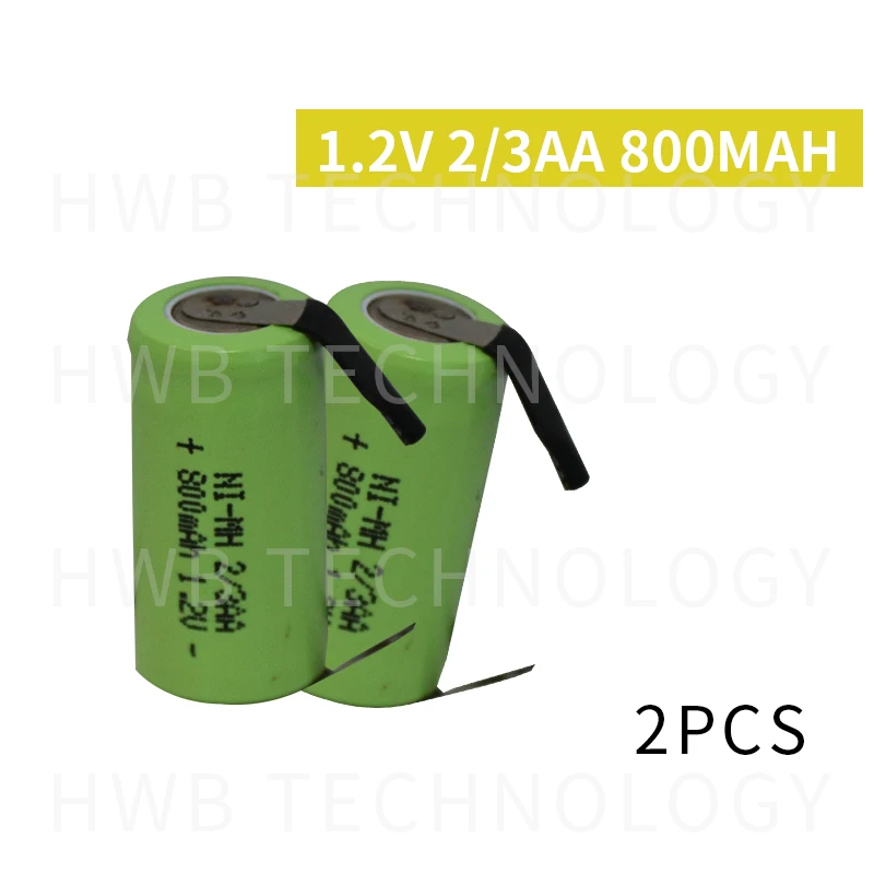 2 Pieces/lot New Original 1.2V 2/3AA 800mAh Ni-Mh 2/3 AA Ni-Mh Rechargeable Battery With Pins Free Shipping