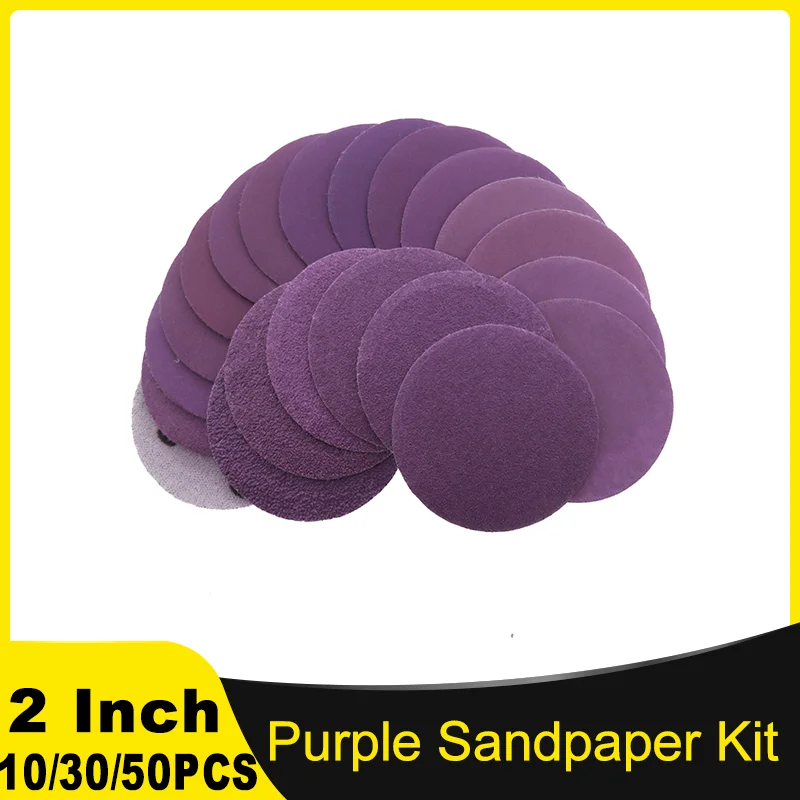 

2 Inch Purple Sanding Paper Kit Hook Loop 60-10000 Grit Sandpaper for Car Wood Furniture Metal Automotive Finishing Grinding